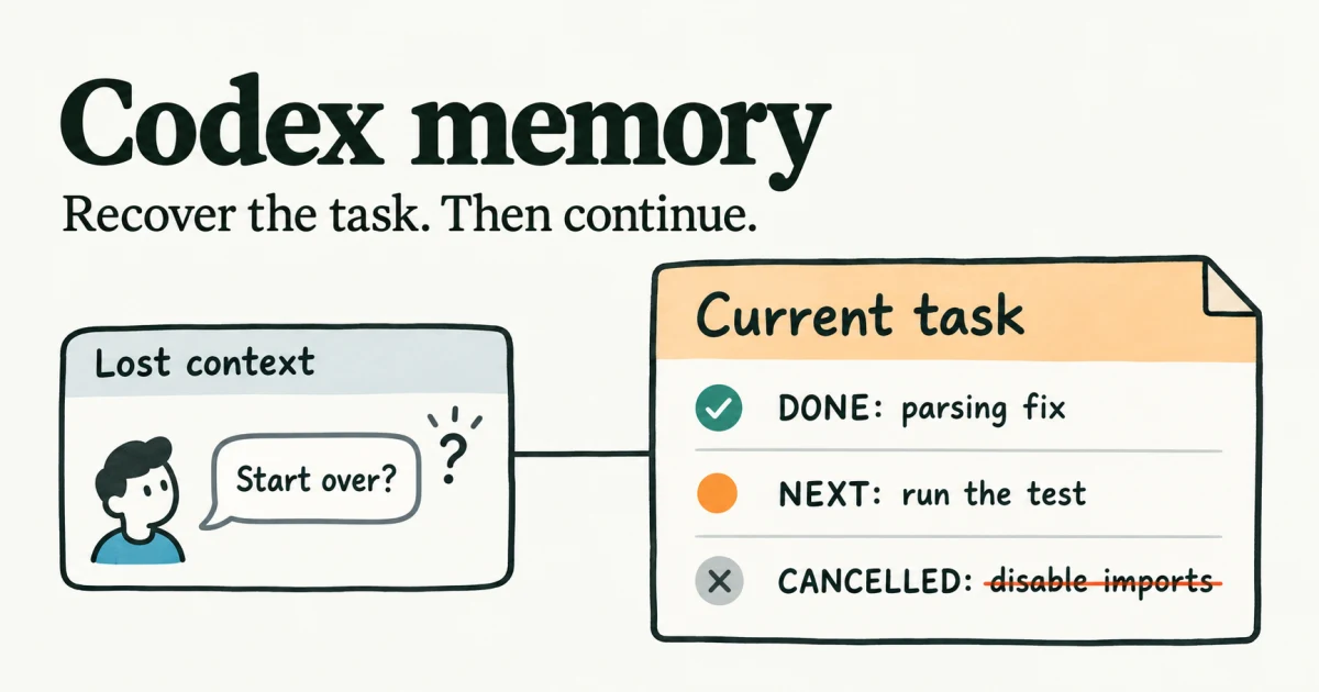 A lost-context chat asks Start over, beside a current-task note listing done, next and cancelled work.