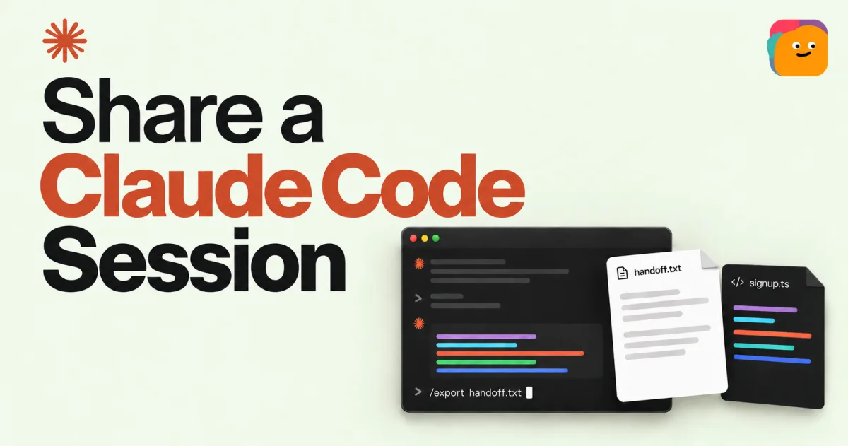 Share a Claude Code session: terminal export, conversation text and a separately shared code file.